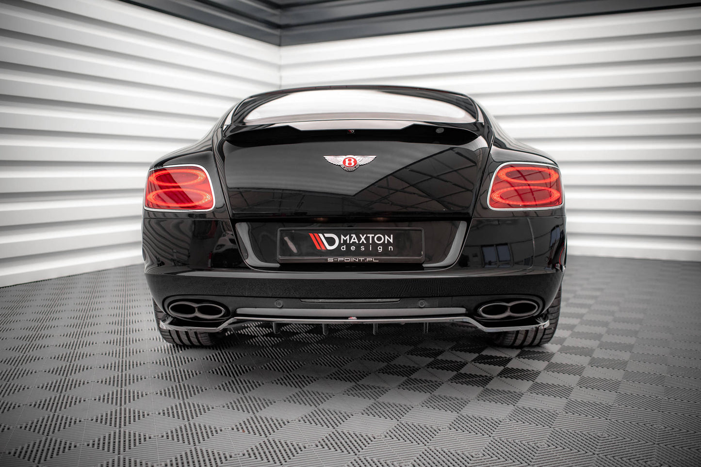 Mittlerer Diffusor Heck Ansatz DTM Look für Bentley Continental GT V8 S Mk2 schwarz Hochglanz