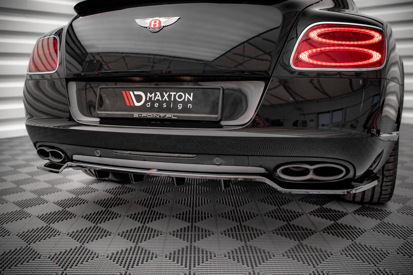 Mittlerer Diffusor Heck Ansatz DTM Look für Bentley Continental GT V8 S Mk2 schwarz Hochglanz