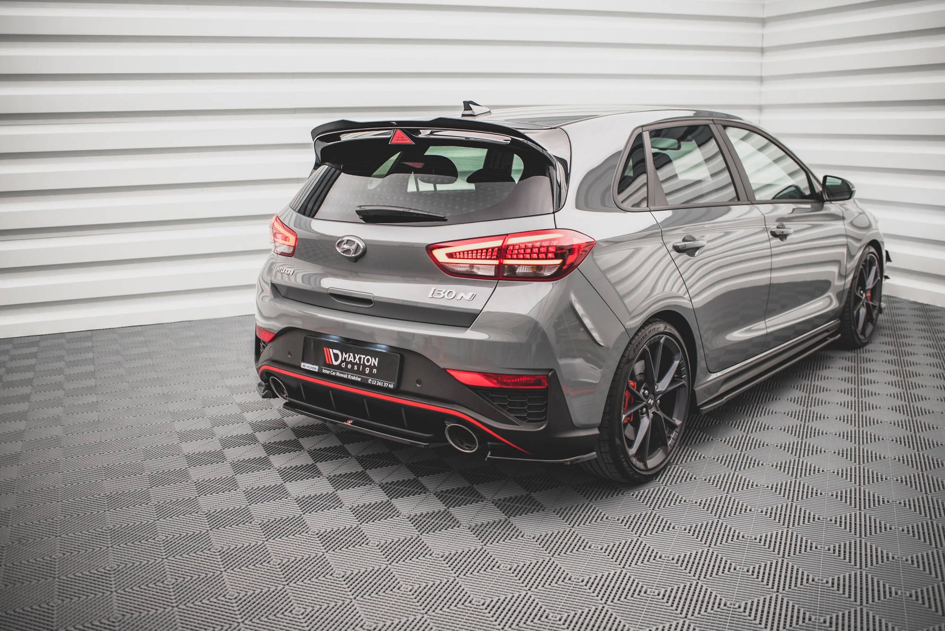Mittlerer Diffusor Heck Ansatz für Hyundai I30 N Hatchback Mk3 Facelift schwarz matt