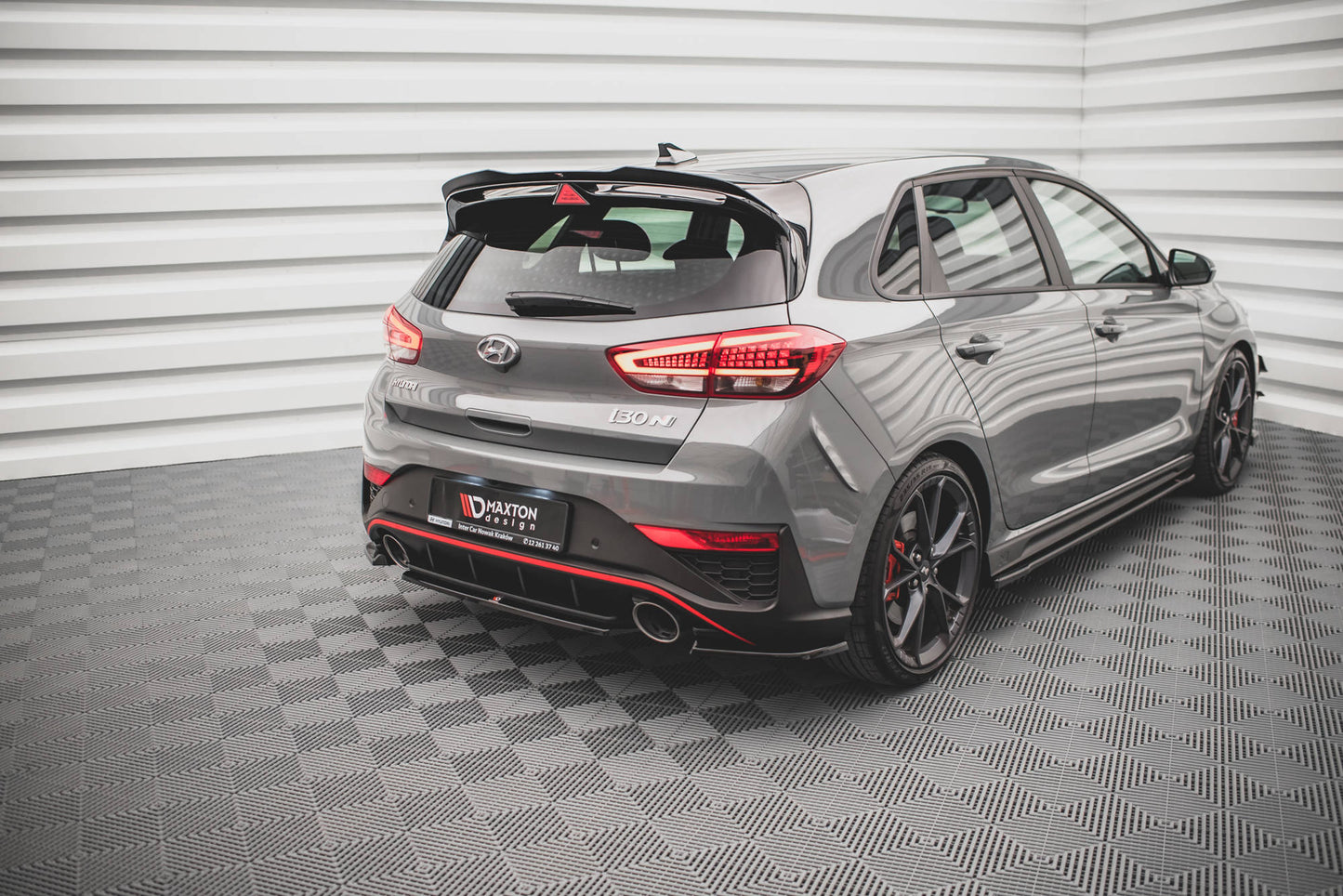 Mittlerer Diffusor Heck Ansatz für Hyundai I30 N Hatchback Mk3 Facelift Carbon Look