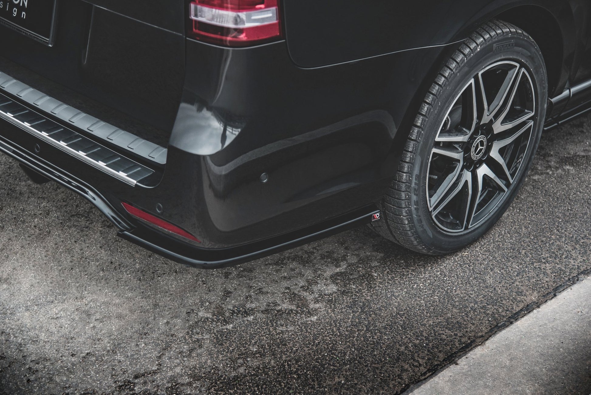 Heck Ansatz Flaps Diffusor V.2 für Mercedes-Benz V-Klasse AMG-Line W447 Facelift schwarz matt