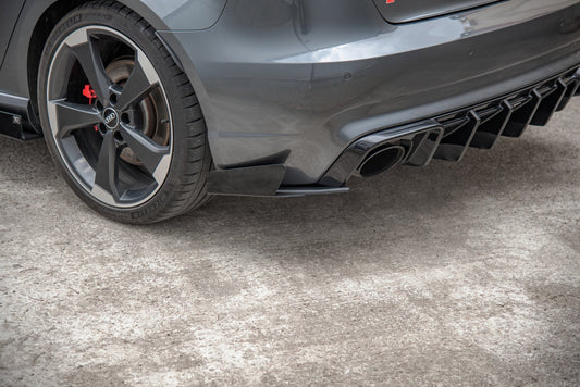 Robuste Racing Heck Ansatz Flaps Diffusor +Flaps für Audi RS3 8V Sportback schwarz Hochglanz