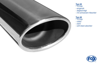 FOX Nissan Qashqai Benzin Endschalldämpfer quer Ausgang rechts/links - 115x85 Typ 44 rechts/links