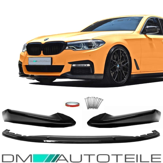 Frontspoiler Lippe Sport-Performance schwarz hochglanz + Zubehör passend für BMW 5er G30 G31 M-Paket 17>