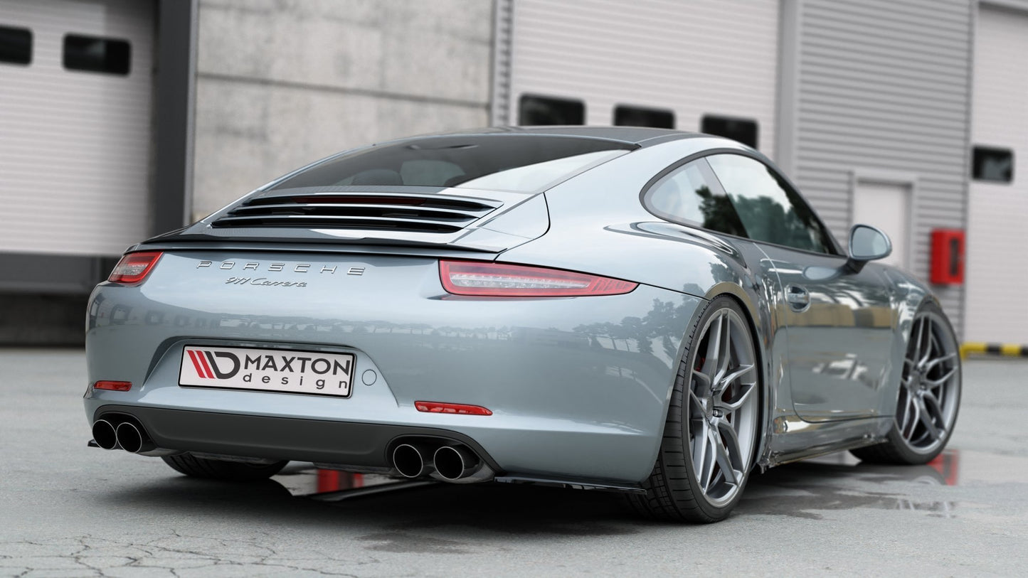 Heck Ansatz Flaps Diffusor für Porsche 911 Carrera 991 schwarz matt