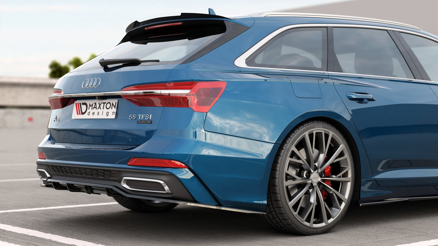 Mittlerer Diffusor Heck Ansatz DTM Look für Audi A6 S-Line Avant C8 schwarz Hochglanz