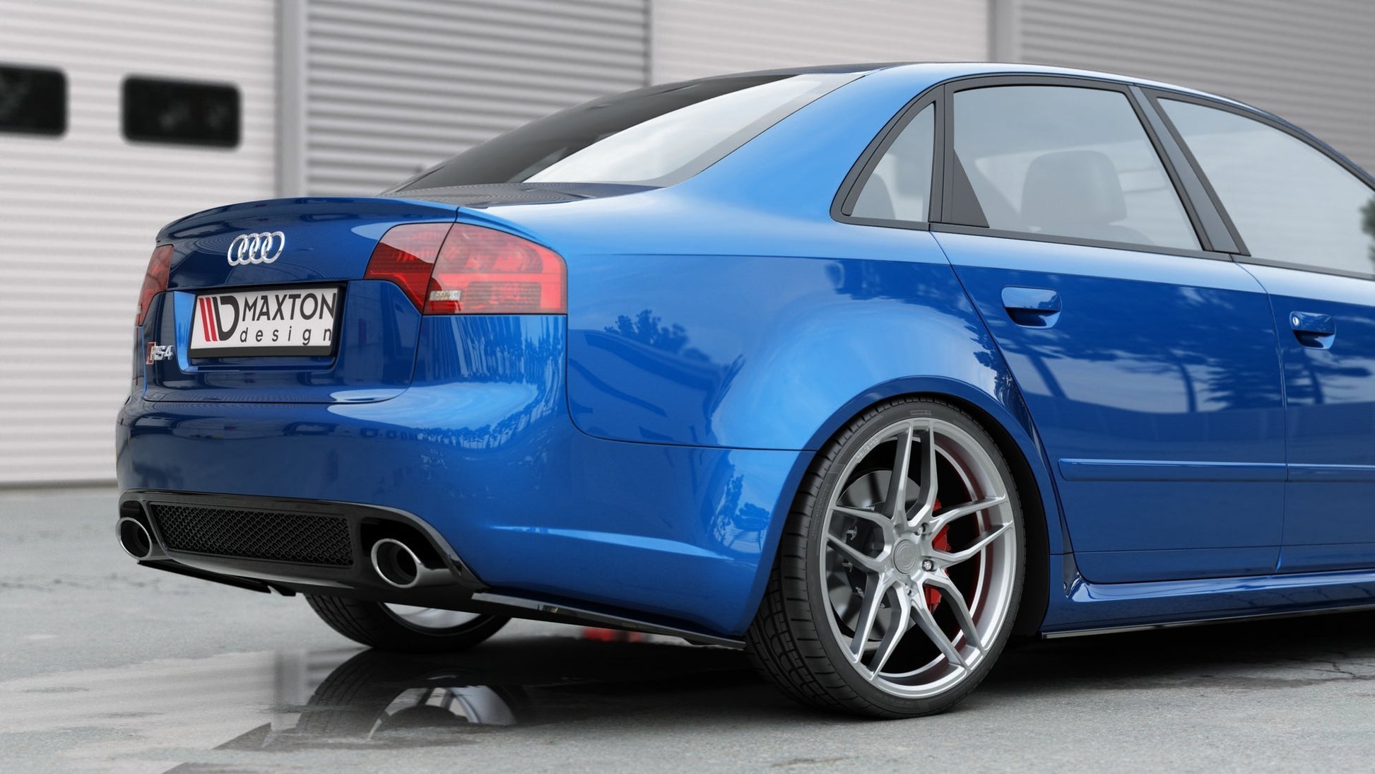 Heck Ansatz Flaps Diffusor V.1 für Audi RS4 Limousine B7 Carbon Look
