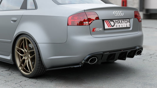 Heck Ansatz Flaps Diffusor V.2 für Audi RS4 Limousine B7 Carbon Look