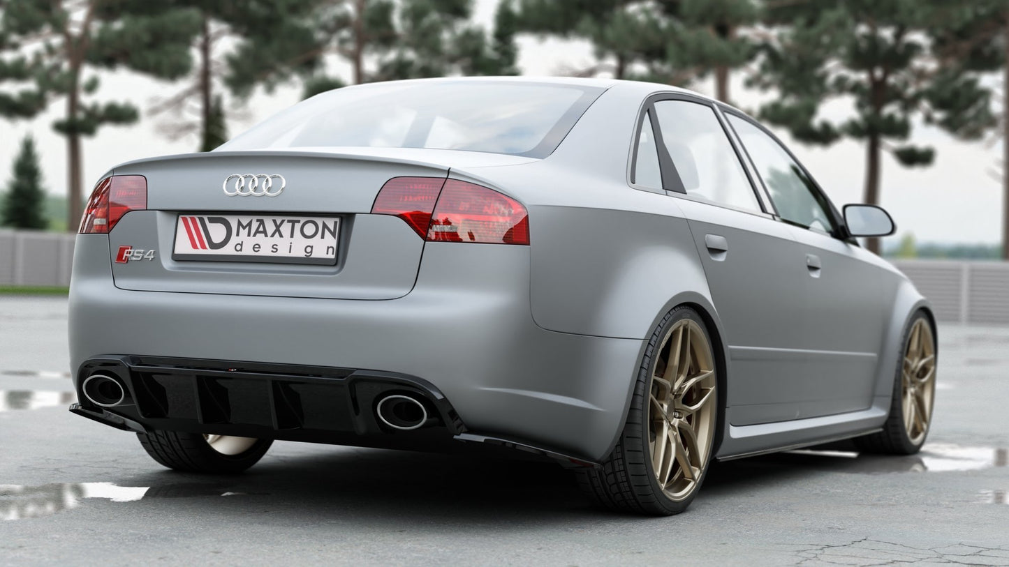 Diffusor Heck Ansatz für Audi RS4 B7 schwarz Hochglanz