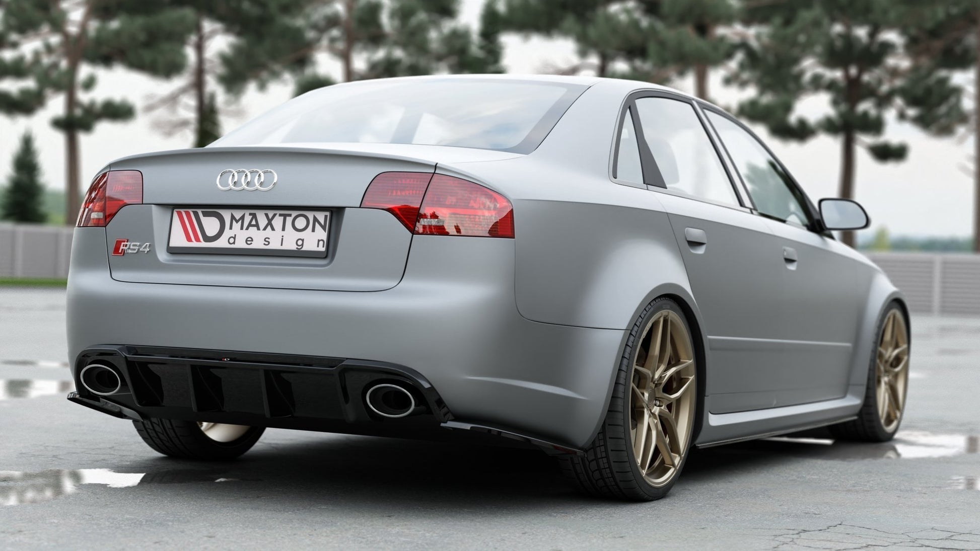 Diffusor Heck Ansatz für Audi RS4 B7 schwarz Hochglanz