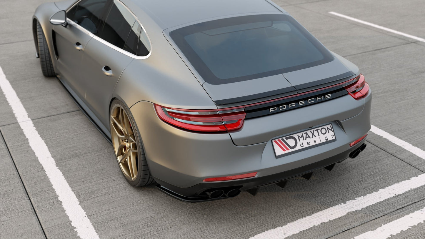 Heck Ansatz Flaps Diffusor für Porsche Panamera GTS 971 schwarz matt