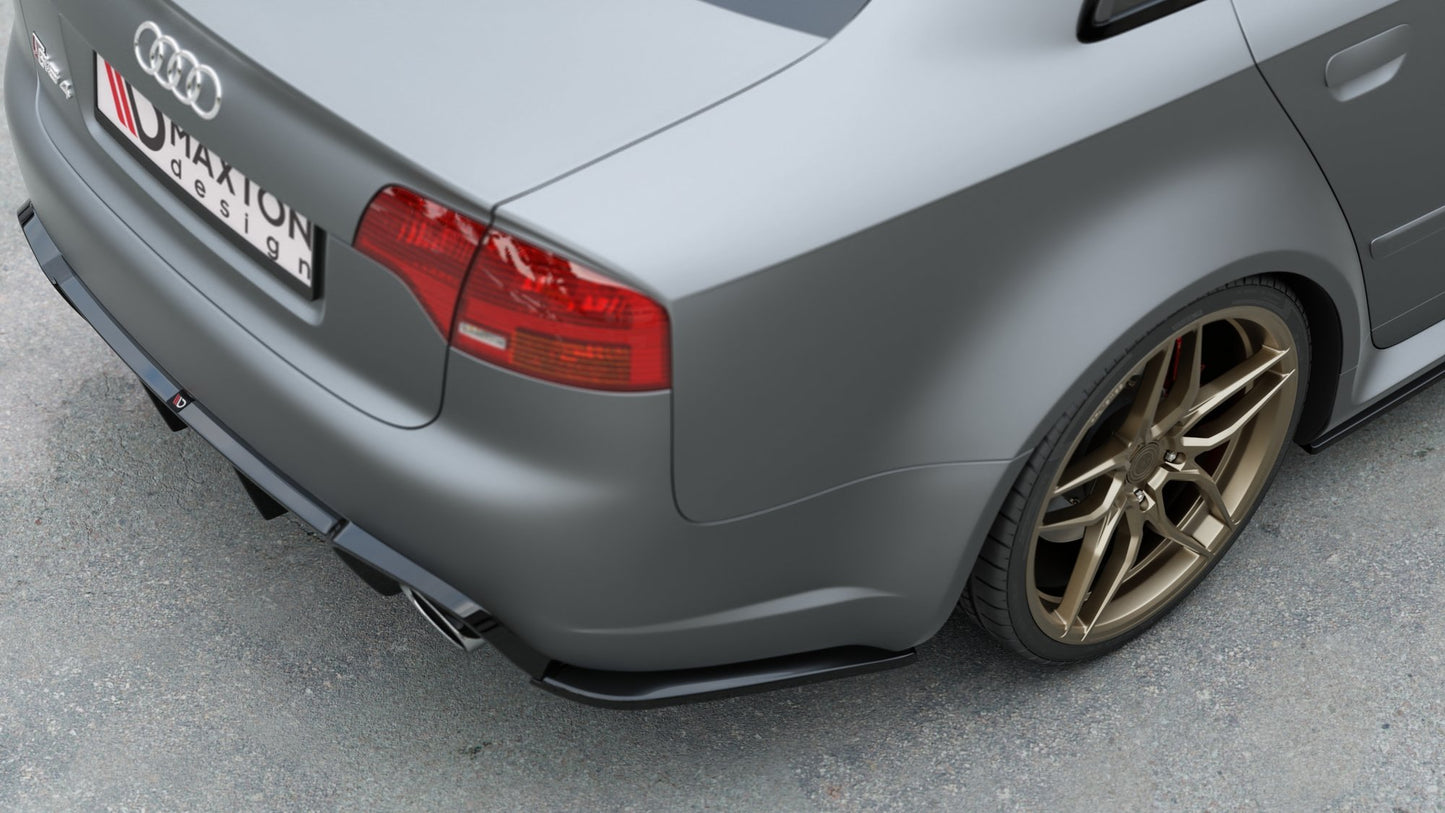 Heck Ansatz Flaps Diffusor V.2 für Audi RS4 Limousine B7 Carbon Look