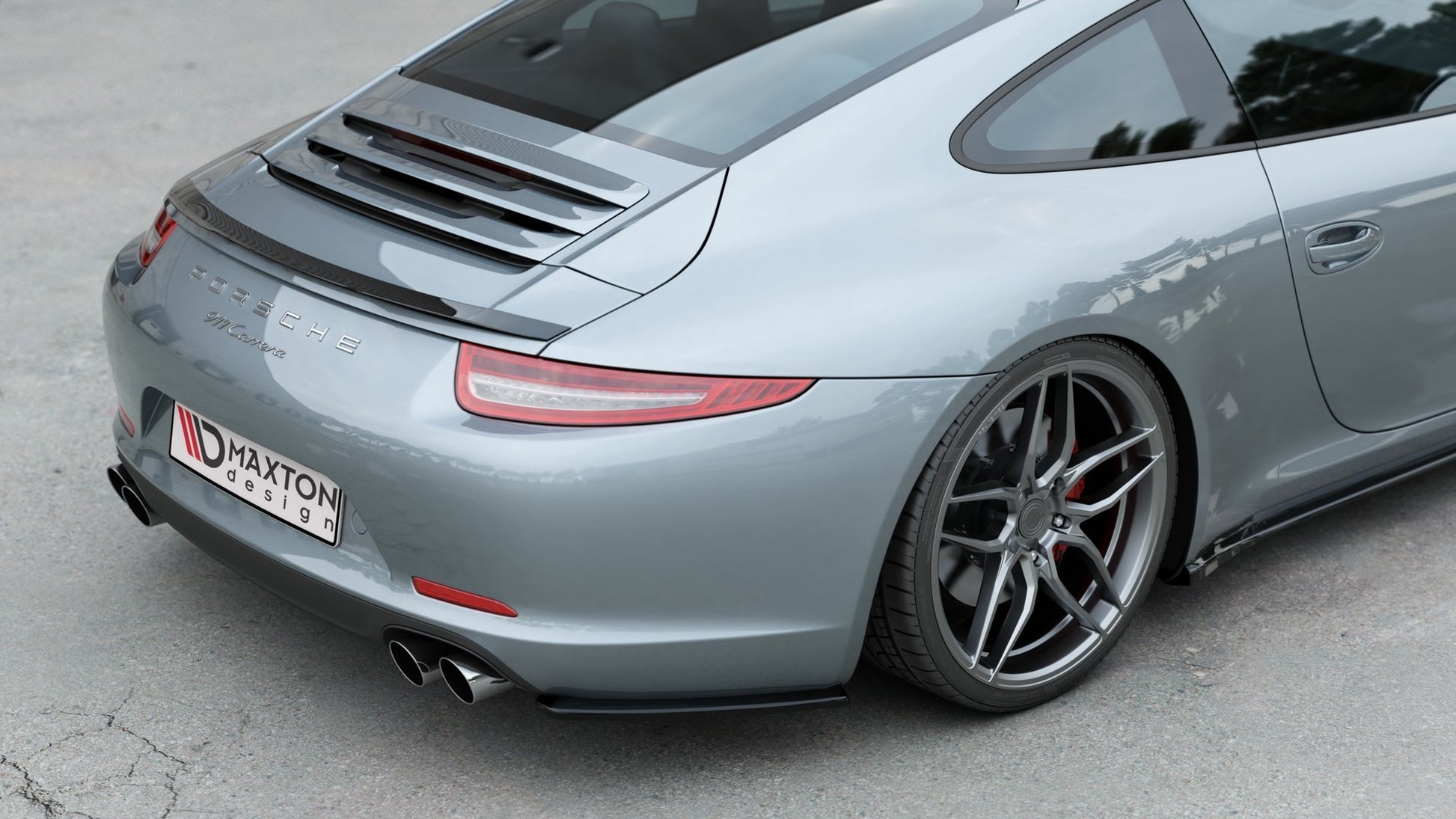 Heck Ansatz Flaps Diffusor für Porsche 911 Carrera 991 schwarz matt