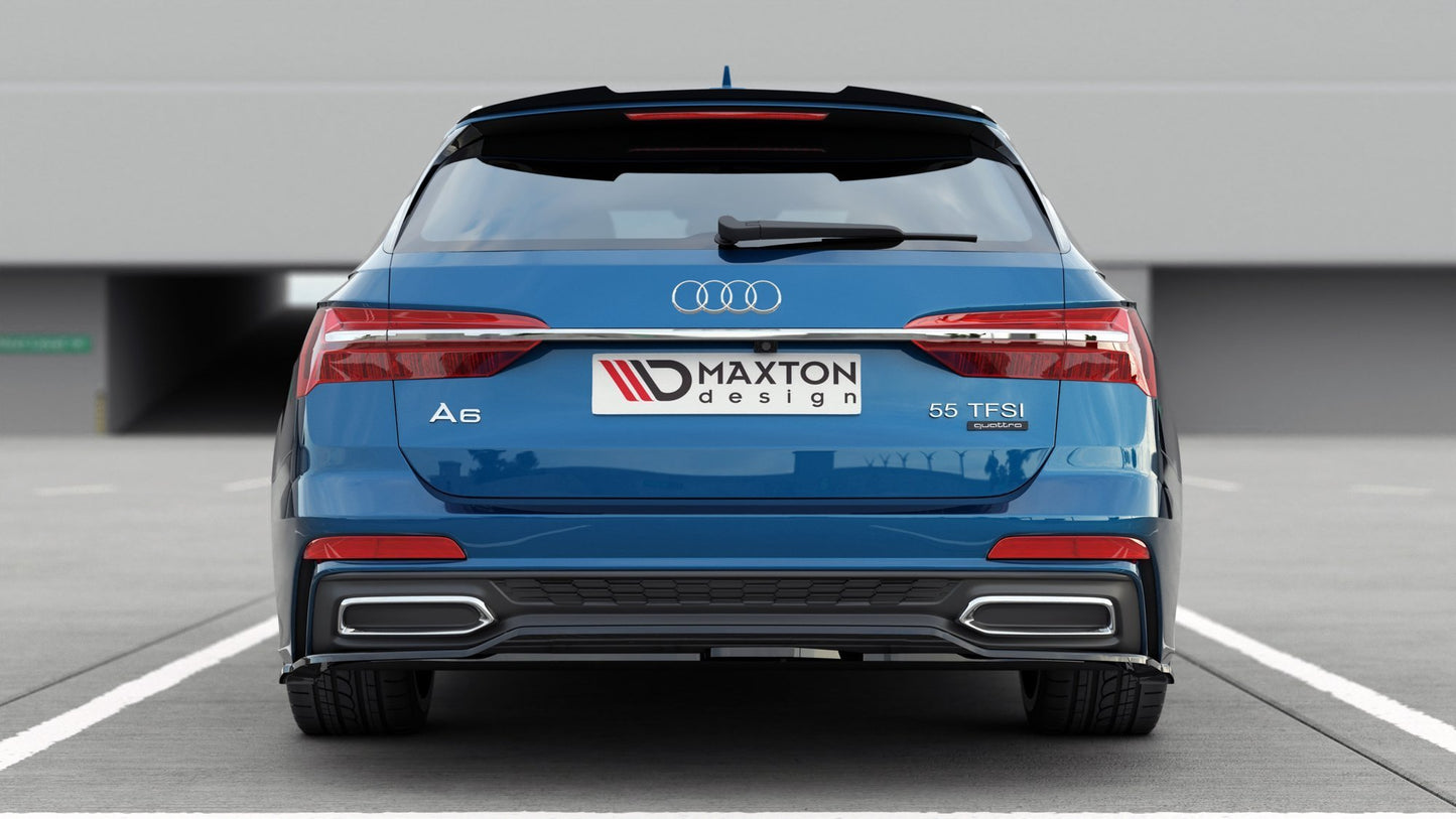 Mittlerer Diffusor Heck Ansatz für Audi A6 S-Line Avant C8 schwarz matt