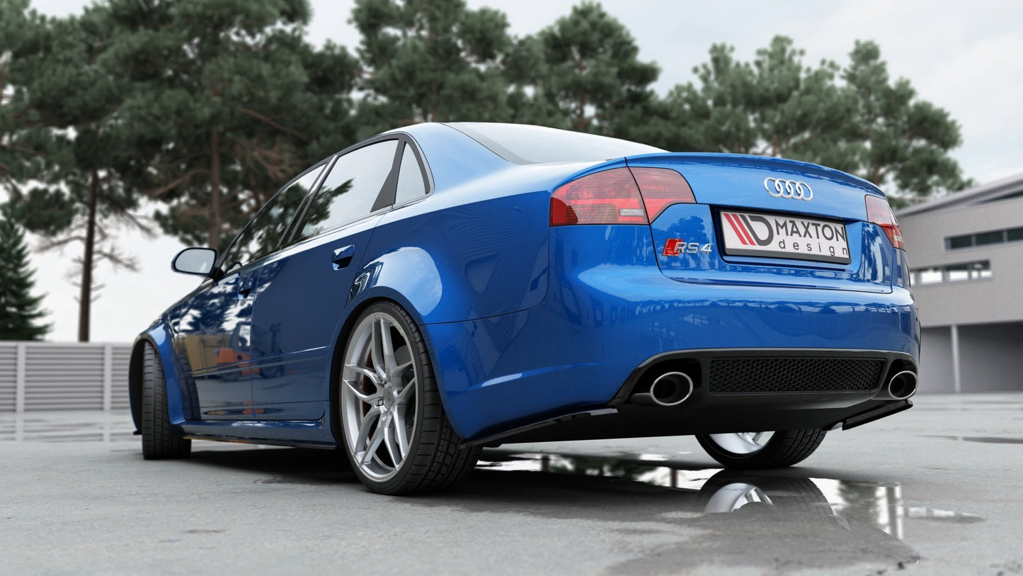 Heck Ansatz Flaps Diffusor V.1 für Audi RS4 Limousine B7 schwarz matt