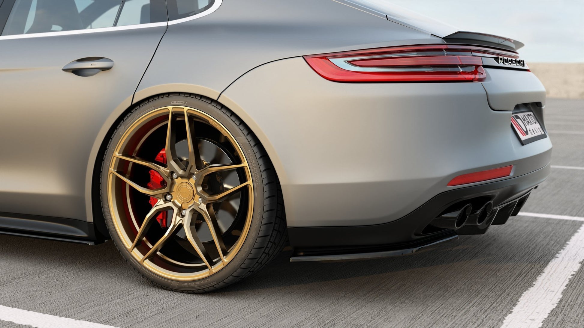 Heck Ansatz Flaps Diffusor für Porsche Panamera GTS 971 schwarz matt