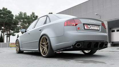 Heck Ansatz Flaps Diffusor V.2 für Audi RS4 Limousine B7 schwarz matt