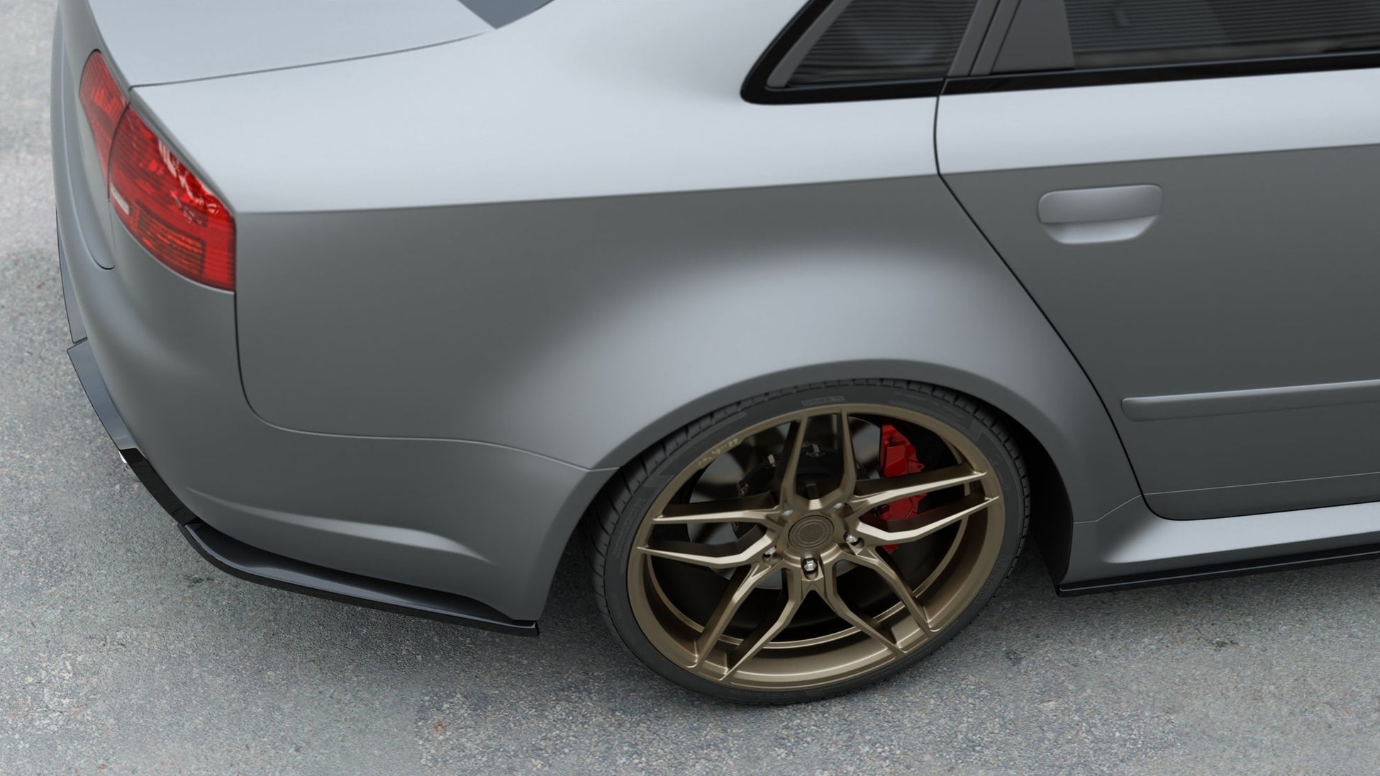Heck Ansatz Flaps Diffusor V.2 für Audi RS4 Limousine B7 schwarz matt