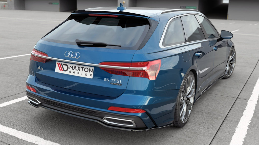 Mittlerer Diffusor Heck Ansatz für Audi A6 S-Line Avant C8 Carbon Look