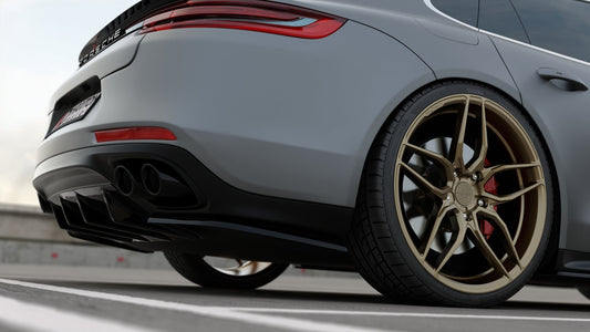 Heck Ansatz Flaps Diffusor für Porsche Panamera GTS 971 Carbon Look