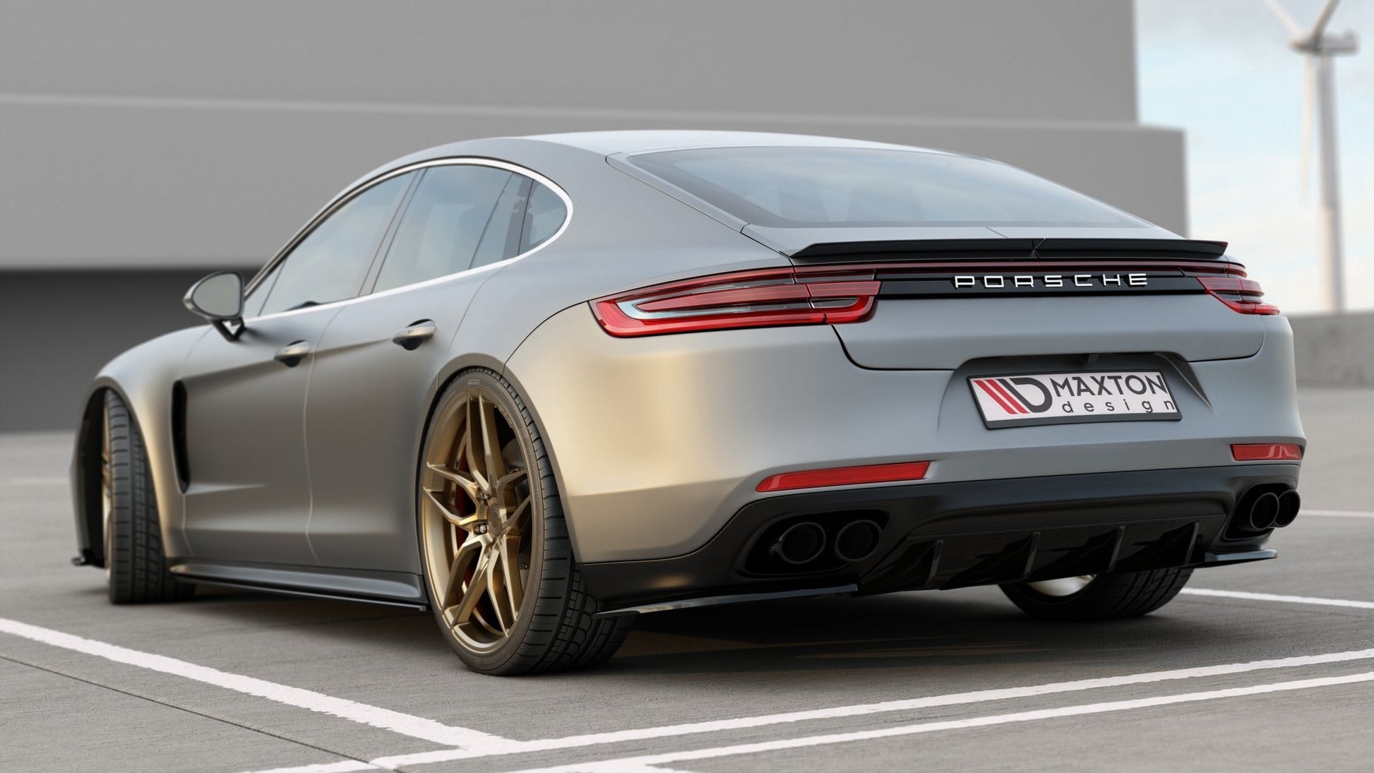 Diffusor Heck Ansatz für Porsche Panamera GTS 971 schwarz Hochglanz