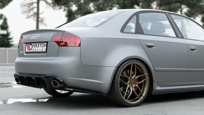 Heck Ansatz Flaps Diffusor V.2 für Audi RS4 Limousine B7 schwarz Hochglanz