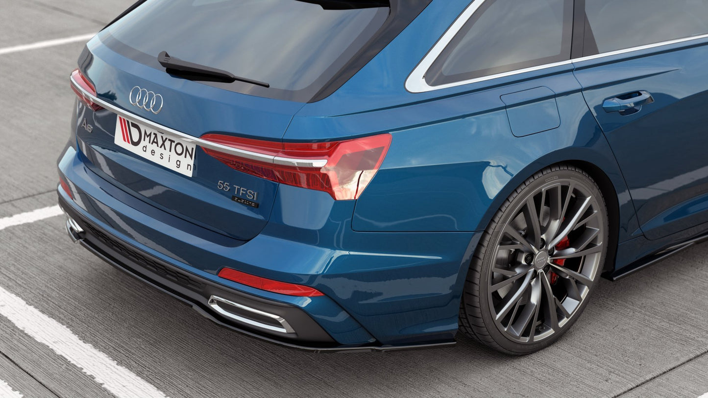 Mittlerer Diffusor Heck Ansatz für Audi A6 S-Line Avant C8 schwarz Hochglanz