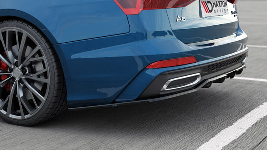 Mittlerer Diffusor Heck Ansatz DTM Look für Audi A6 S-Line Avant C8 Carbon Look