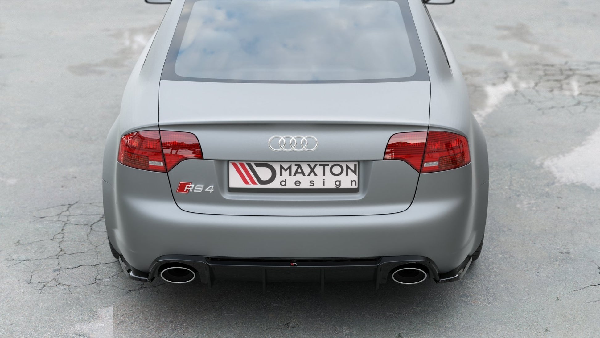 Diffusor Heck Ansatz für Audi RS4 B7 schwarz Hochglanz