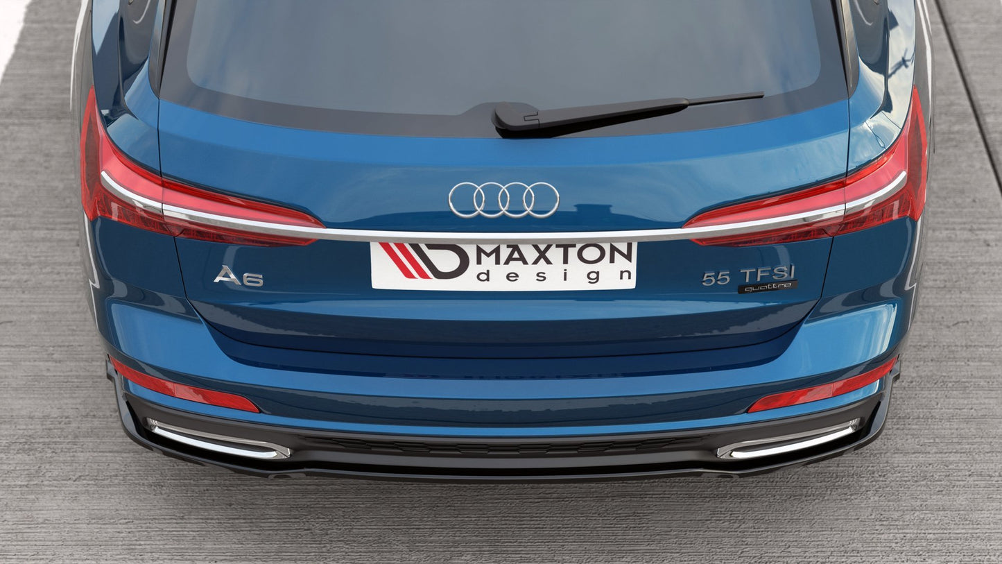 Mittlerer Diffusor Heck Ansatz für Audi A6 S-Line Avant C8 schwarz matt