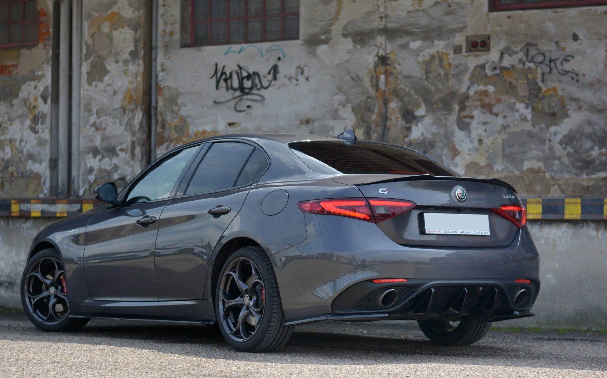 Heck Ansatz Flaps Diffusor für ALFA ROMEO GIULIA VELOCE  schwarz matt