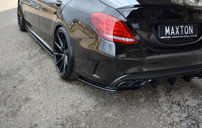 Heck Ansatz Flaps Diffusor für MERCEDES- BENZ C43 AMG W205 schwarz Hochglanz