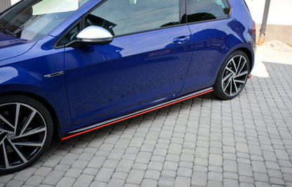 Seitenschweller Ansatz für V.2 für VW Golf 7 R / R-Line Facelift Carbon Look