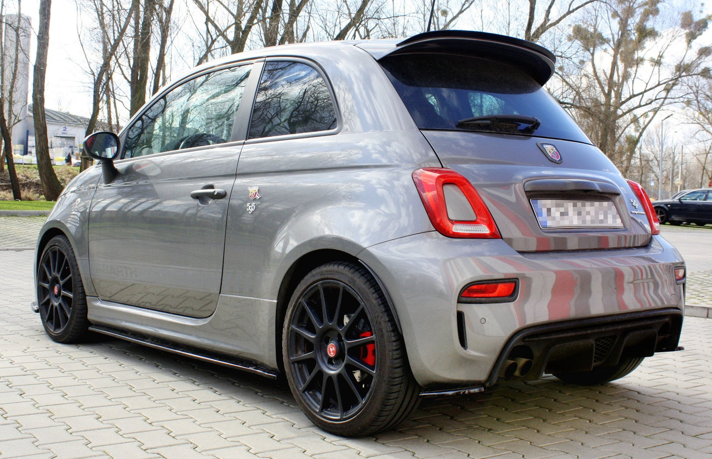 Heck Ansatz Flaps Diffusor für FIAT 500 ABARTH MK1 FACELIFT Carbon Look