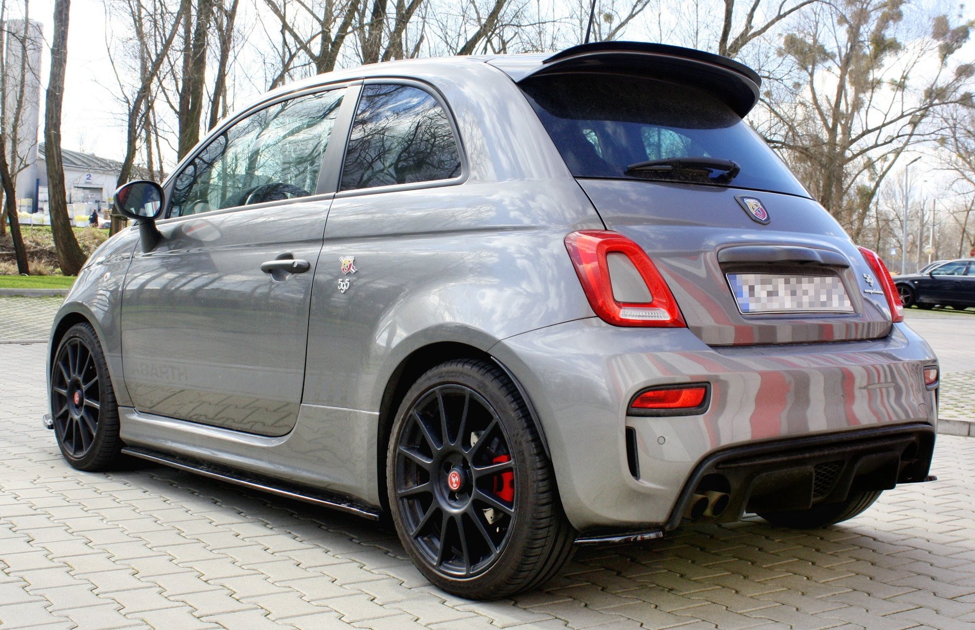 Heck Ansatz Flaps Diffusor für FIAT 500 ABARTH MK1 FACELIFT Carbon Look