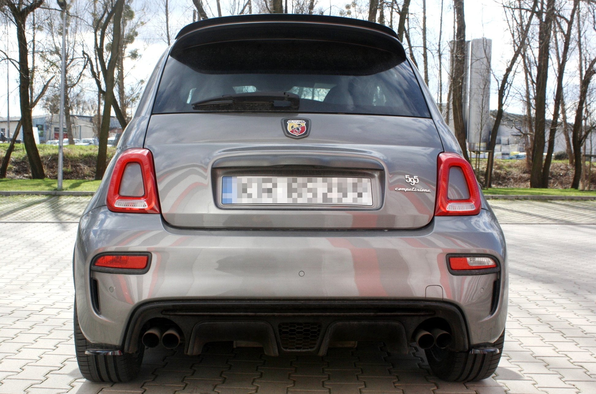 Heck Ansatz Flaps Diffusor für FIAT 500 ABARTH MK1 FACELIFT schwarz Hochglanz