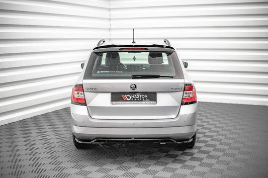 Mittlerer Diffusor Heck Ansatz DTM Look für Skoda Fabia Combi Mk3 schwarz Hochglanz