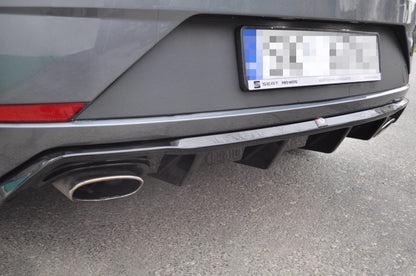 Diffusor Heck Ansatz V.1 für Seat Leon Cupra Mk3 FL Hatchback schwarz matt