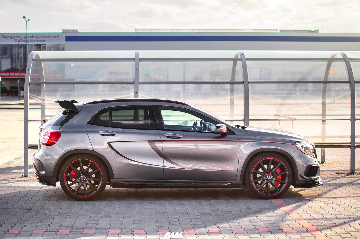 Seitenschweller Ansatz für Mercedes GLA 45 AMG SUV (X156) vor Facelift schwarz matt