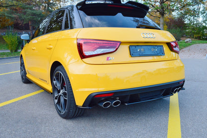 Heck Ansatz Flaps Diffusor für Audi S1 8X schwarz matt
