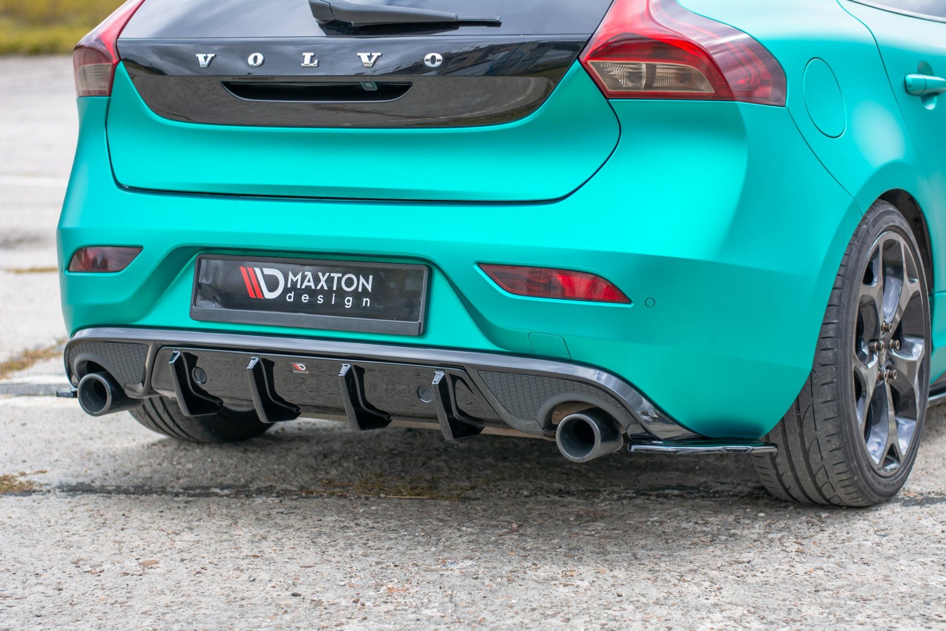 Heck Ansatz Flaps Diffusor für Volvo V40 R-design schwarz matt