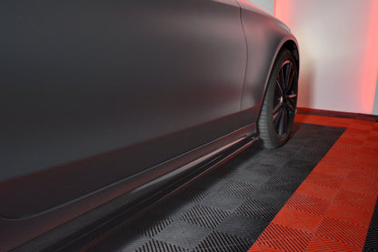 Seitenschweller Ansatz für MERCEDES- BENZ C-KLASSE W205 COUPE AMG-LINE schwarz matt