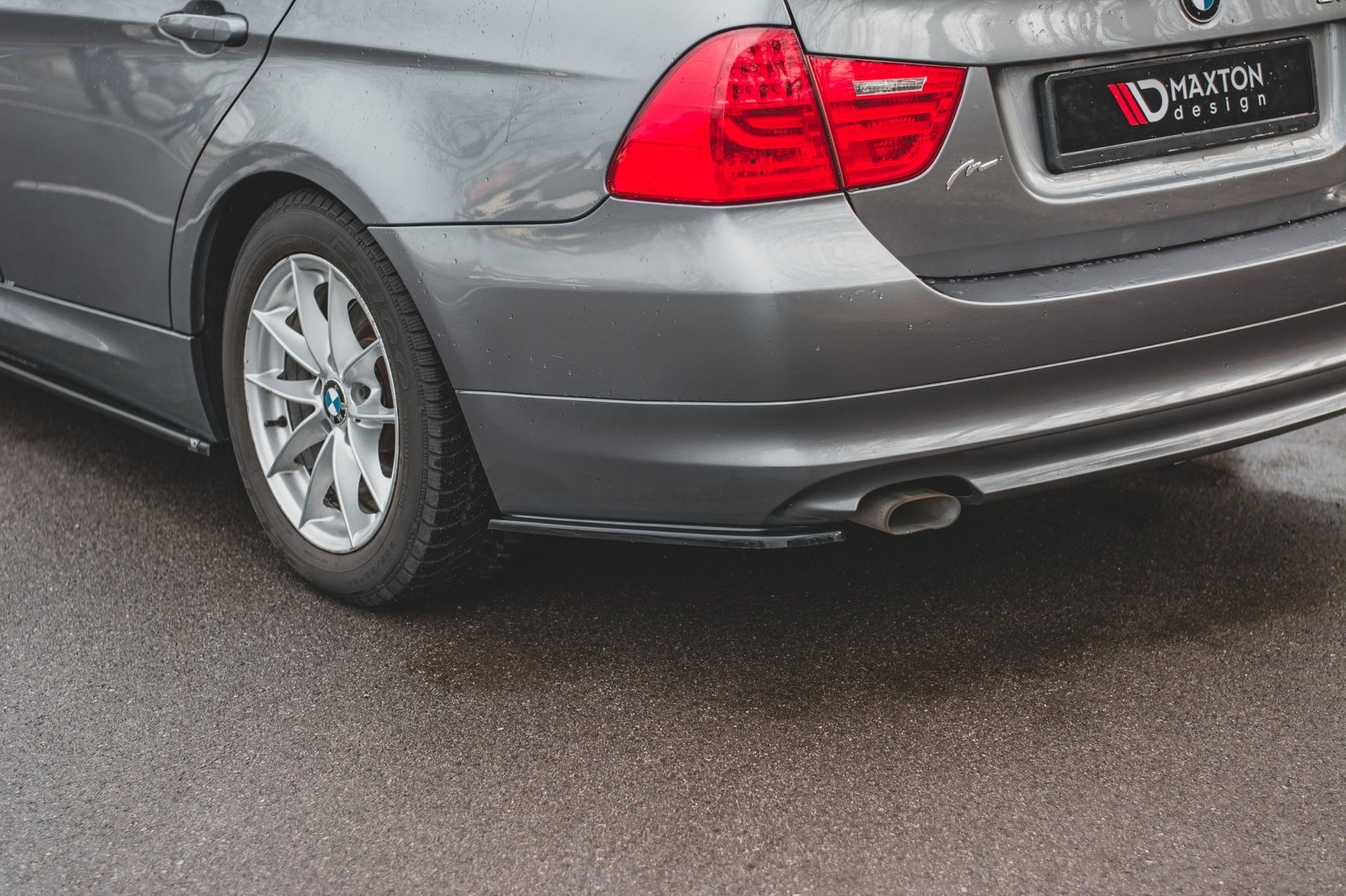 Heck Ansatz Flaps Diffusor für BMW 3er E91 Facelift schwarz matt