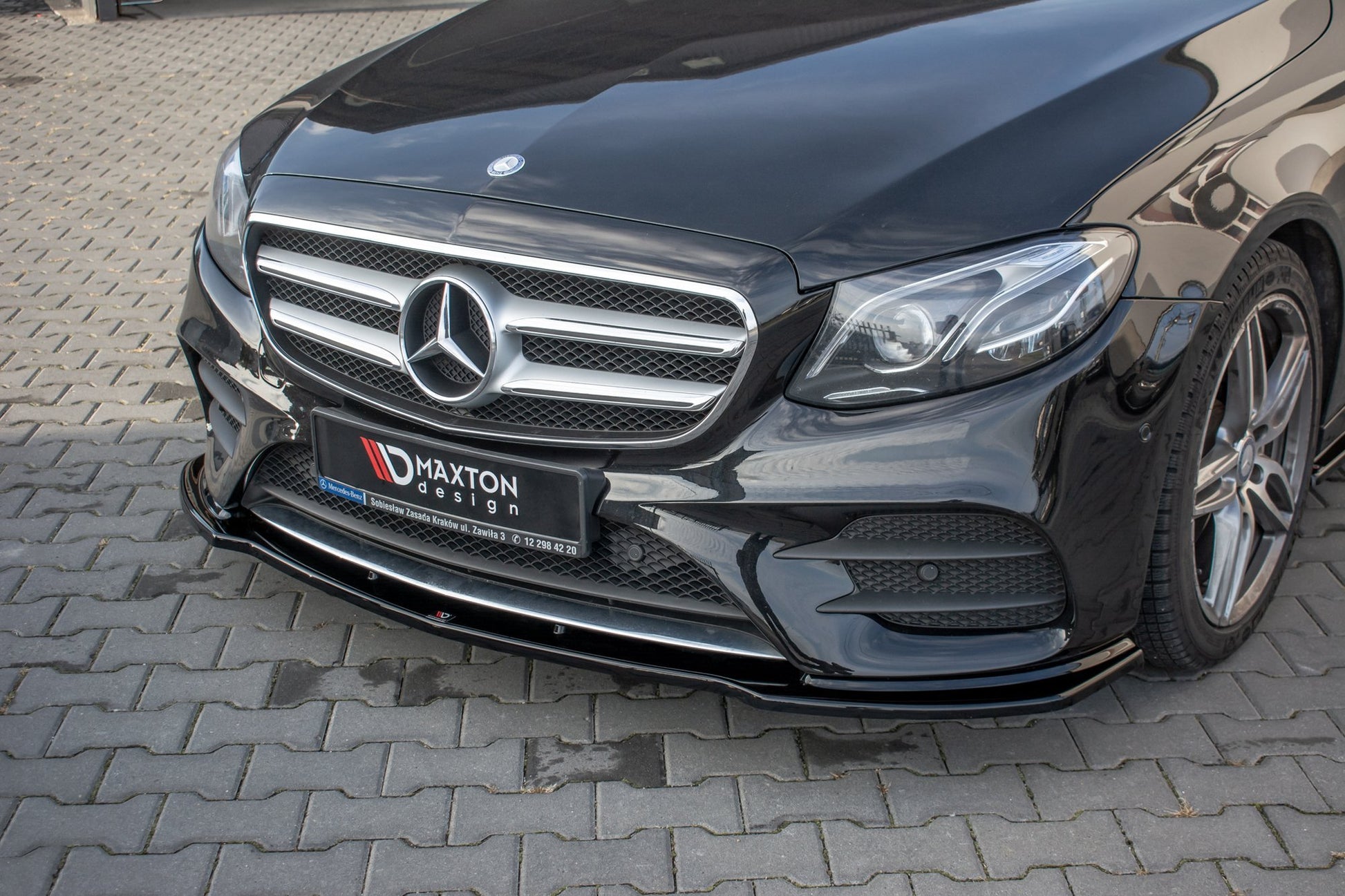 Front Ansatz für Mercedes-Benz  E43 AMG / AMG-Line W213 schwarz Hochglanz
