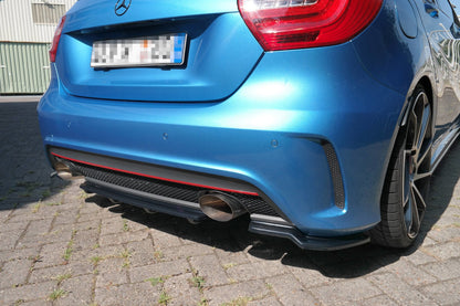 Mittlerer Diffusor Heck Ansatz für im DTM LOOK Mercedes W176 AMG-LINE vor Facelift schwarz matt