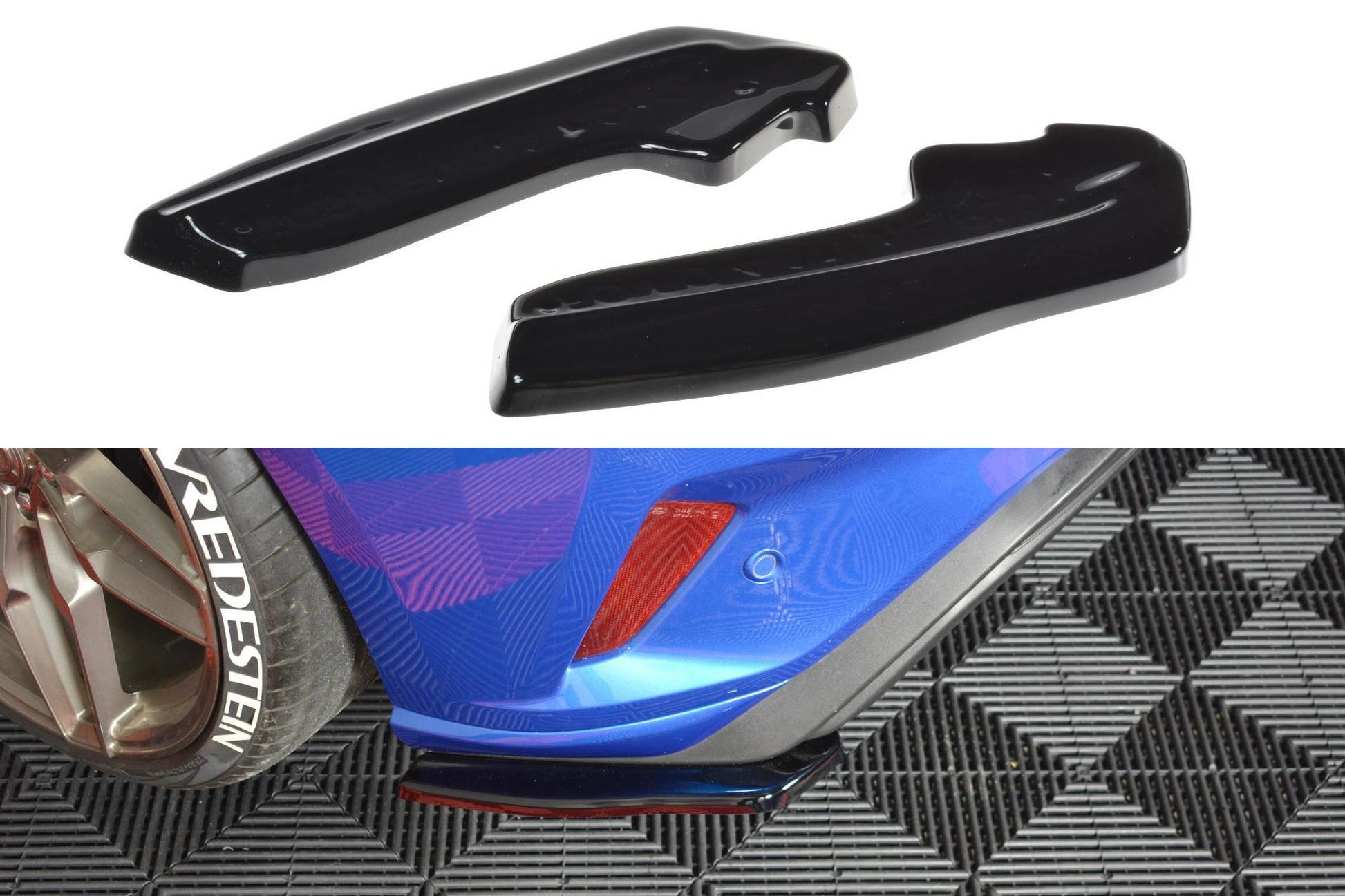 Heck Ansatz Flaps Diffusor V.1 für Ford Focus ST-Line schwarz Hochglanz