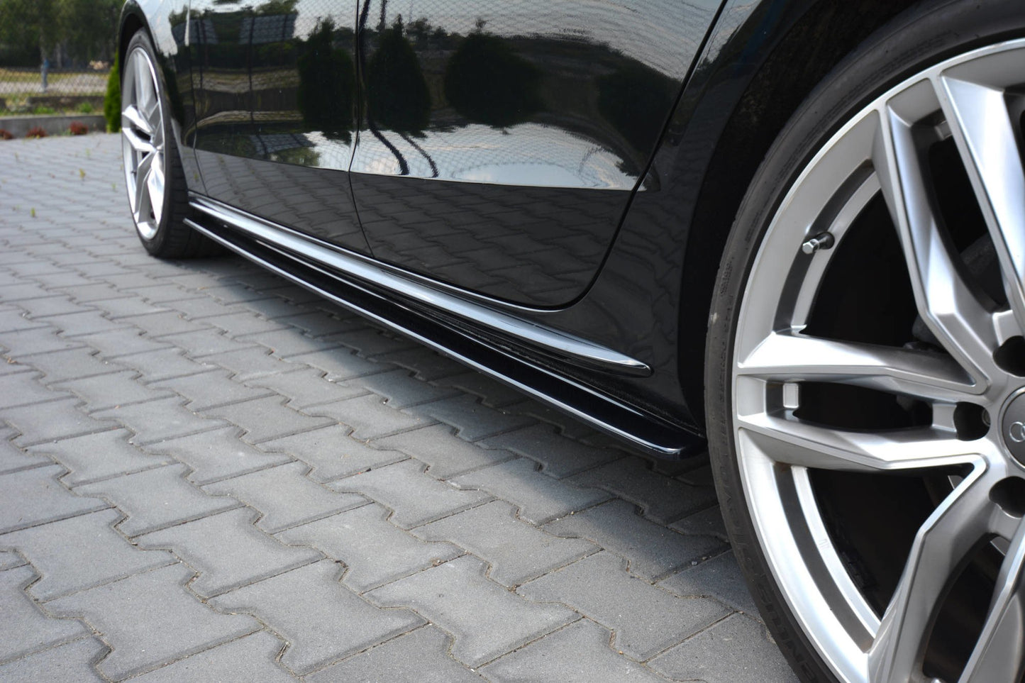 Seitenschweller Ansatz für Audi S5 / A5 / A5 S-Line 8T / 8T FL Sportback schwarz matt