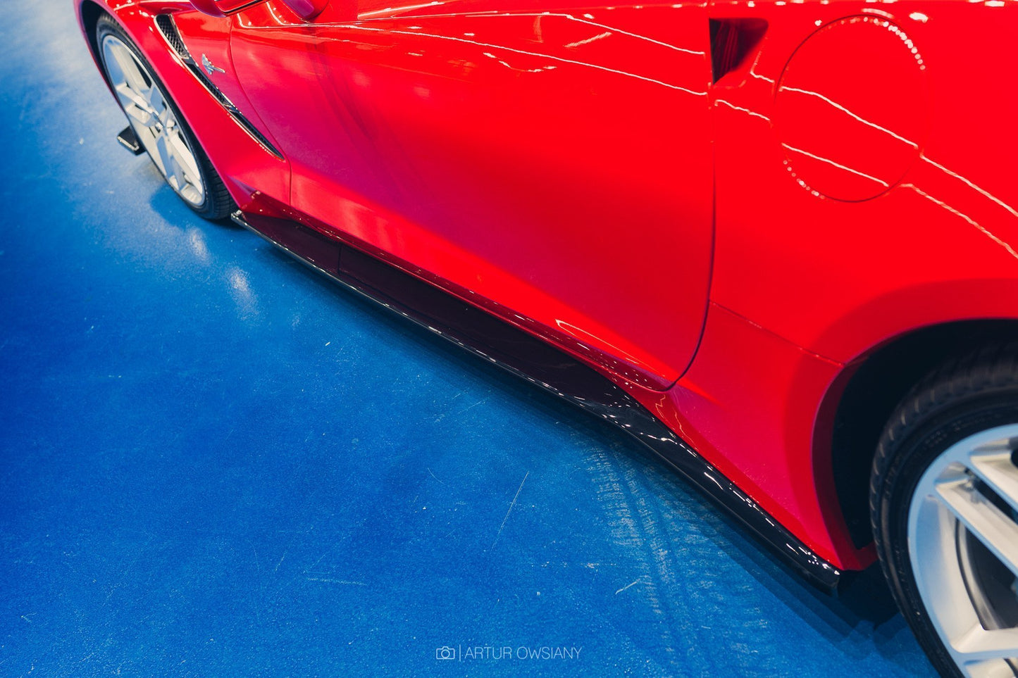 Seitenschweller Ansatz für CHEVROLET CORVETTE C7 schwarz matt