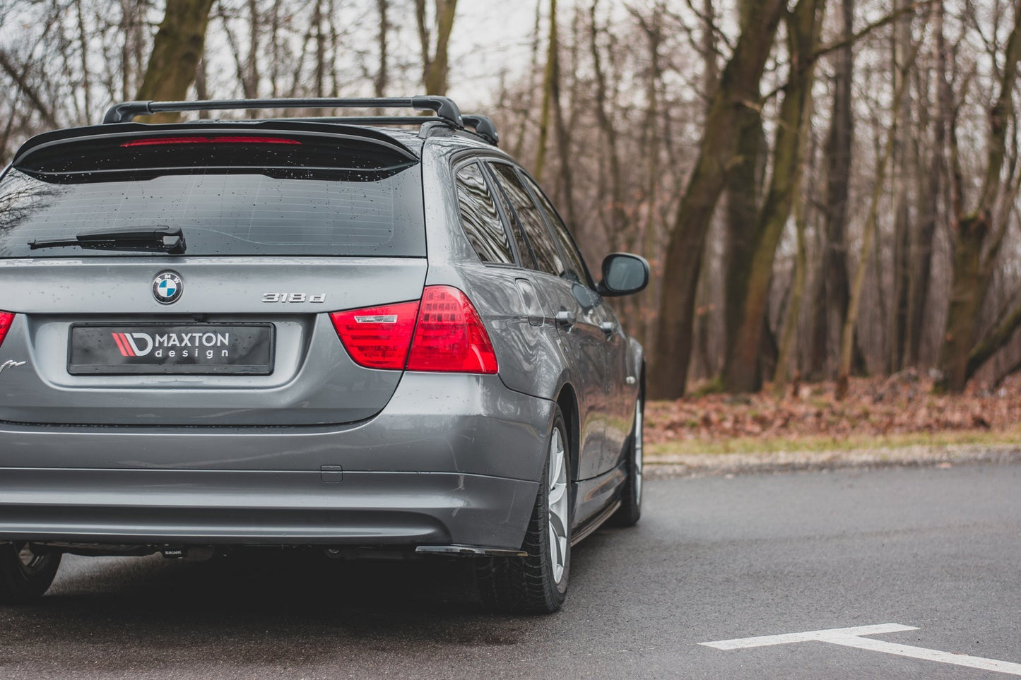 Heck Ansatz Flaps Diffusor für BMW 3er E91 Facelift schwarz matt