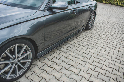 Dokładki Progów Audi S6 / A6 S-Line C7 FL  schwarz matt